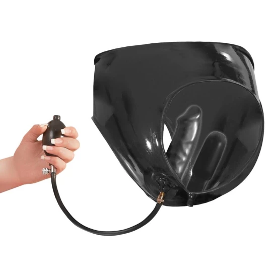 Slip latex cu dildo gonflabil S