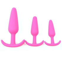 set-dopuri-anale-pink-color-silicone-butt-plug