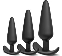 set-dopuri-anale-black-color-silicone-butt-plug