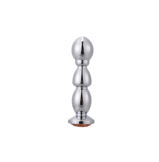 Dildo anal metalic Rosy Silver Large with Diamond