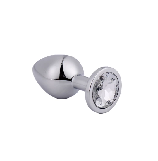 Dildo anal metalic Rosy M Silver with White diamond