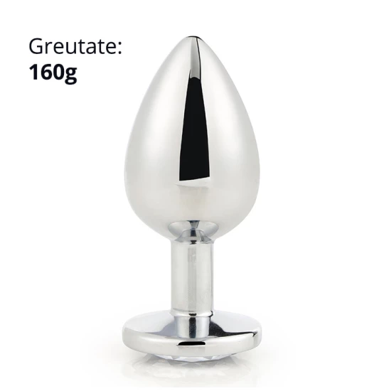 Dildo anal metalic Rosy L Silver with White diamond