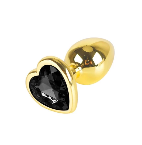 Dildo metalic Rosy Medium Heart Black Diamond