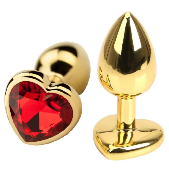 Dildo metalic Rosy Medium Heart Red Diamond