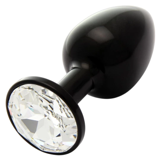 Dildo metalic Rosy M Black with White Diamond