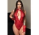 Eross body Plunge V Neck S Red