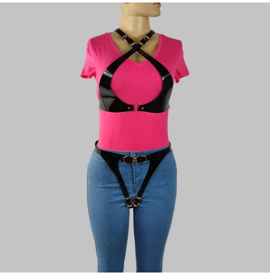 Eross set Belts with Metal Buckle S/M Black