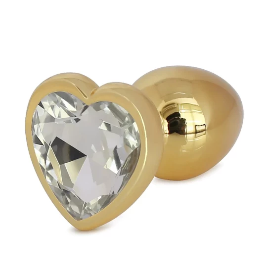 Dildo metalic Rosy Gold White Heart L