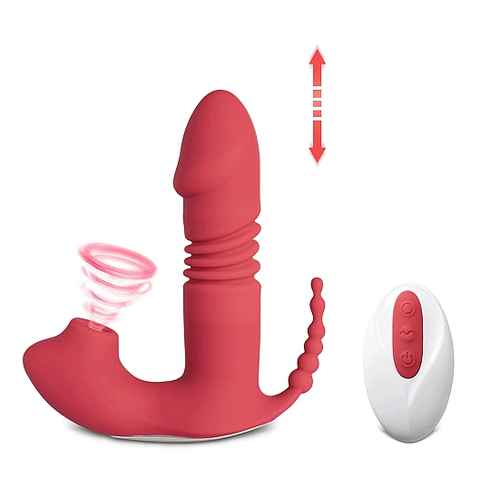 Vibrator Thrusting and Sucking Red