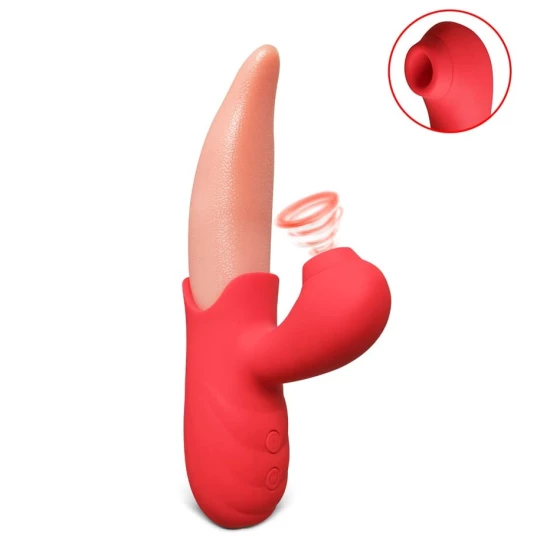 Vibrator Tongue with Sucking Red