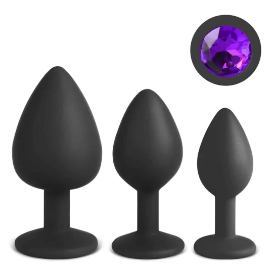 Set dildo Black Silicone Purple Diamond