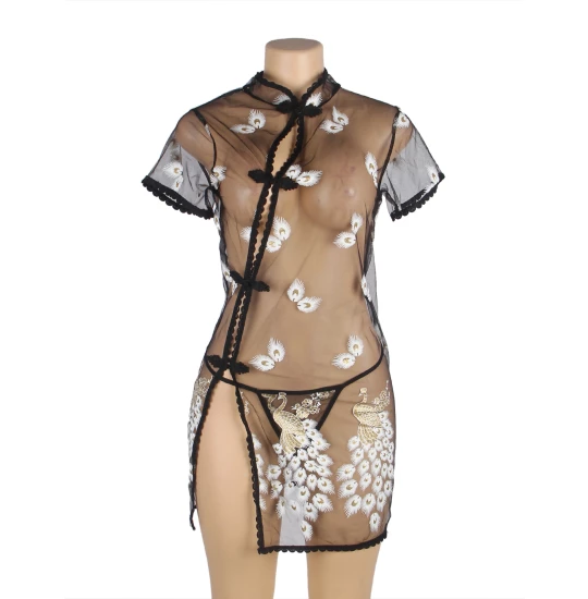 Eross halat Cheongsam Print XS/S Black