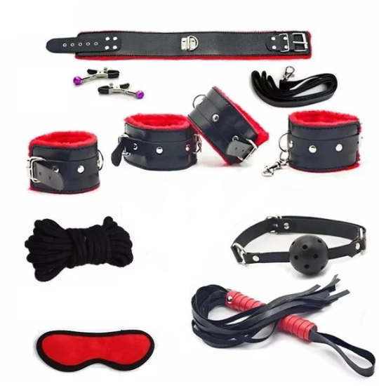 Set accesorii BDSM Play 8pcs Black/Red