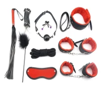 set-accesorii-fetish-play-hard-10pcs-red