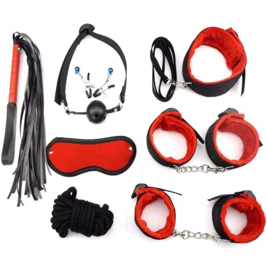 Set accesorii fetish Play Hard 8pcs Red