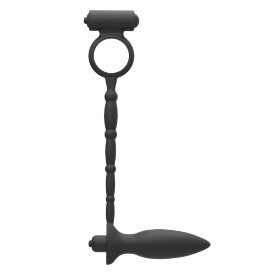 Vibrator Leso Plug with Vibe Ring Black