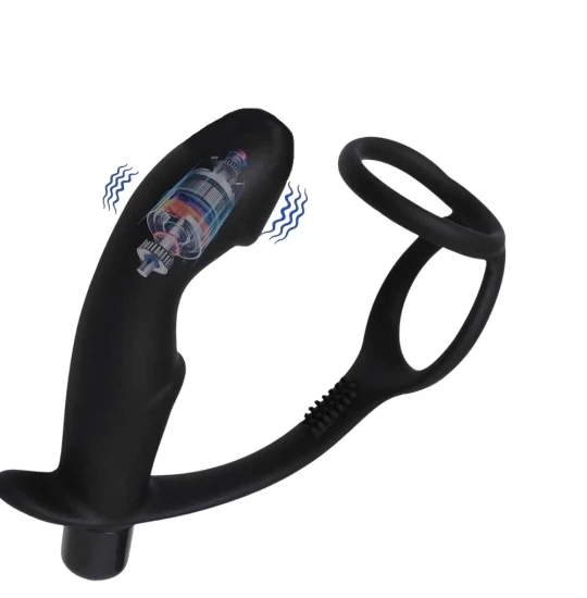 Vibrator Anal Plug with Ring Black