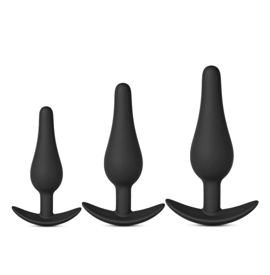 Set dildo anale 3 Silicone Plugs Black