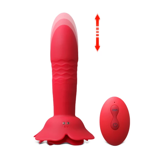 Vibrator Thrusting Flower Base Red