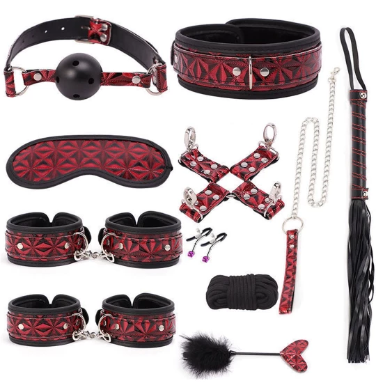 Set Rosy Bondage 11pcs Rosu/Negru