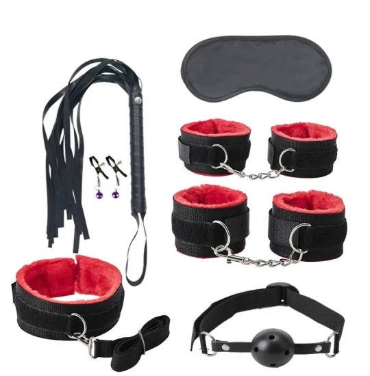 Set Rosy Bondage 7pcs Negru/Rosu