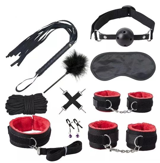 Set Rosy Bondage 10pcs Rosu/Negru