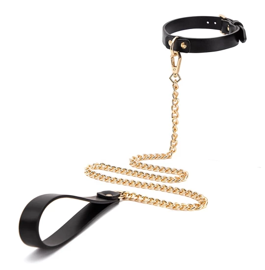 Zgarda Rosy Buckle Golden Chain Negru