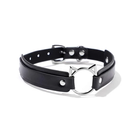 Zgarda Rosy Cat Silver Ring Negru