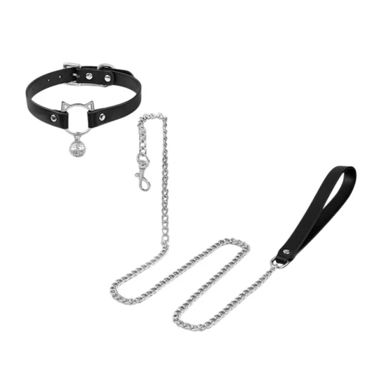 Zgarda Rosy Cat Ring with Bell Negru