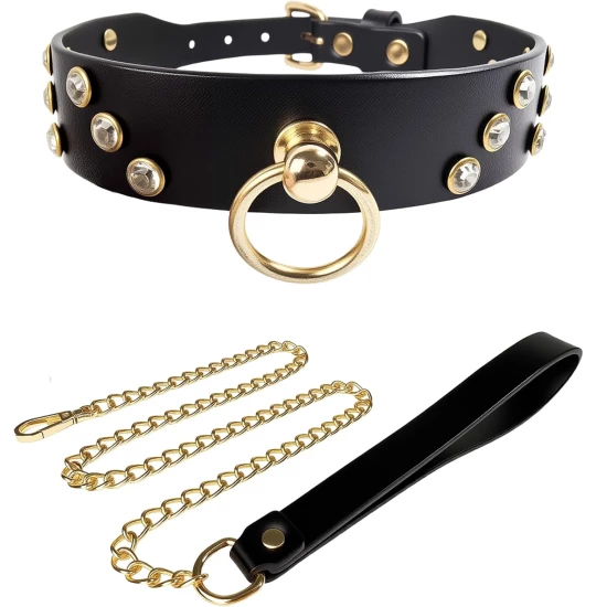 Zgarda Rosy Metal Rivets Negru