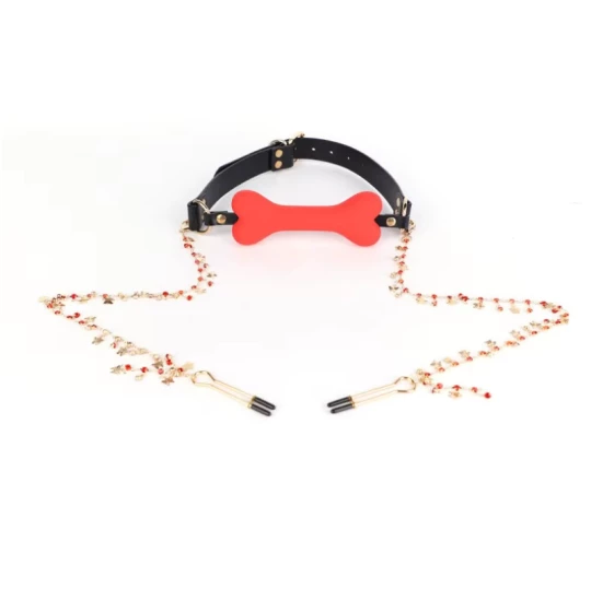 Calus Rosy Red Bone Nipple Clamps Negru
