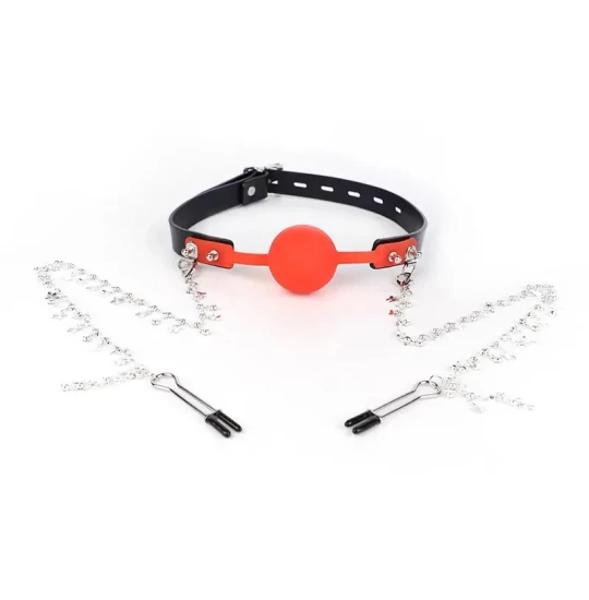 Calus Rosy Red Ball Nipple Clamps Negru