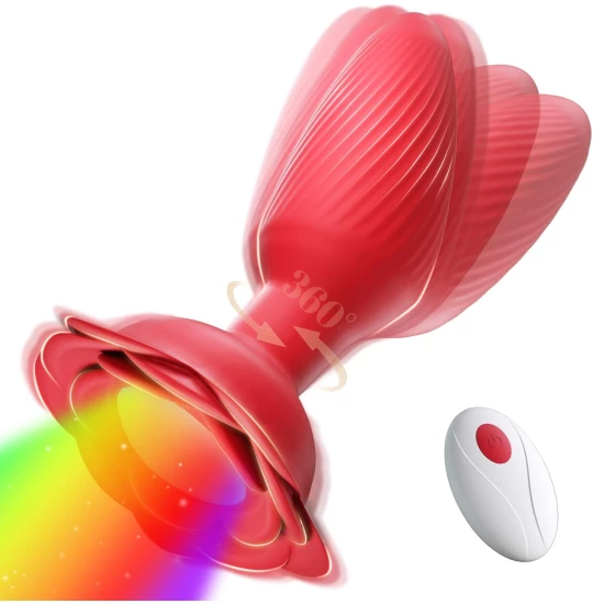 Vibrator Light Up Rotating Flower Rosu