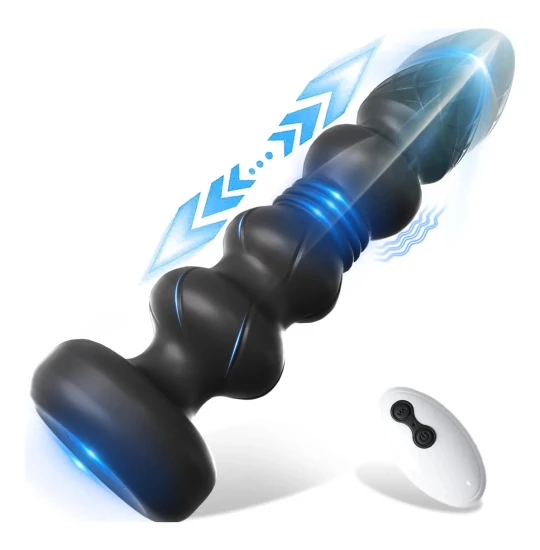 Vibrator Thrusting Thrill Beads Negru