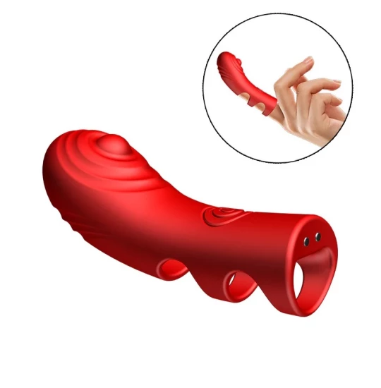 Vibrator Silicone Finger Grip Rosu