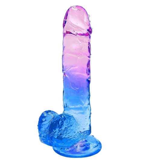 Dildo Silicone Crystal 18cm Mov/Albastru