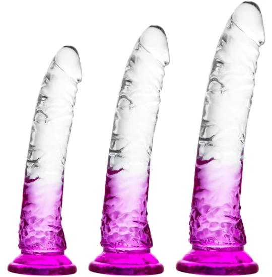 Set dildo Crystal Glam 3pcs Transparent/Roz