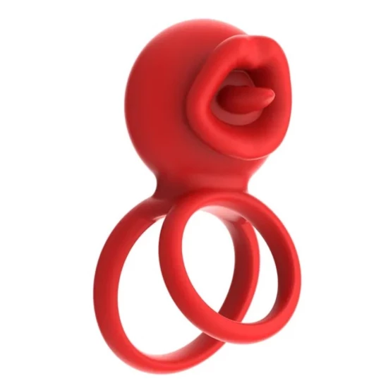 Inel penis Vibrating Tongue Rosu
