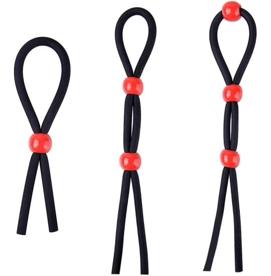 Set inele penis Ajustable 3pcs Negru/Rosu