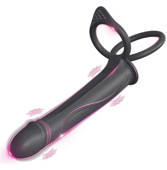 Vibrator Ultra Soft with Rings Negru