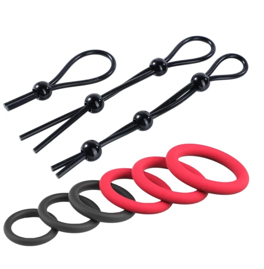 Set inele penis More Exciting 9pcs Negru/Rosu