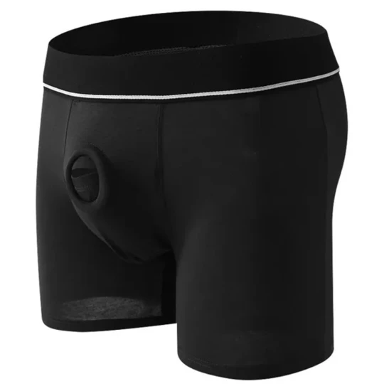 Boxeri strap on Harness O Ring Front Negru