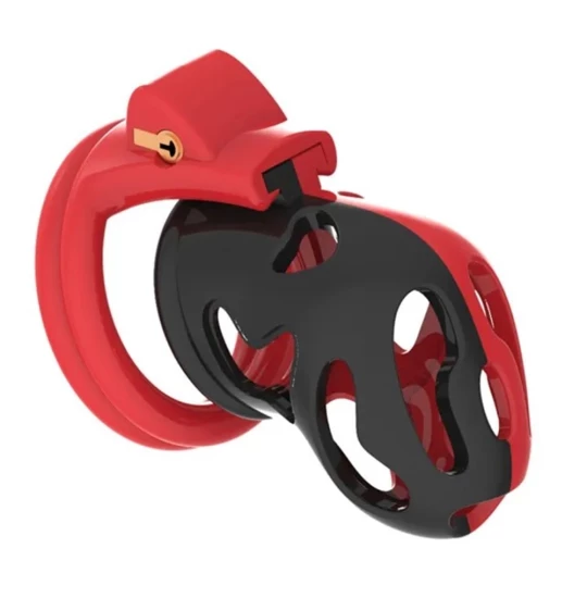 Centura castitate Male Locked Cage Negru/Rosu