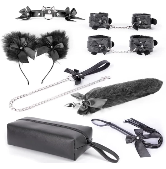 Set Bondage Cute Cat 8pcs Negru