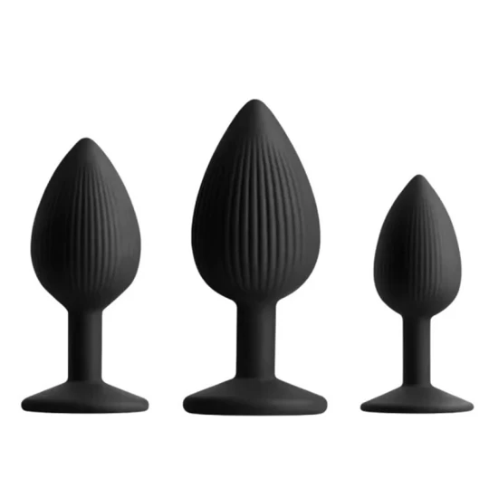 Set dildo Ribbed Texture 3pcs Negru