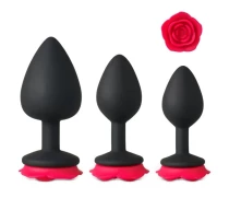 set-dildo-red-rose-base-3pcs-negru