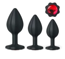 set-dildo-red-diamond-base-3pcs-negru