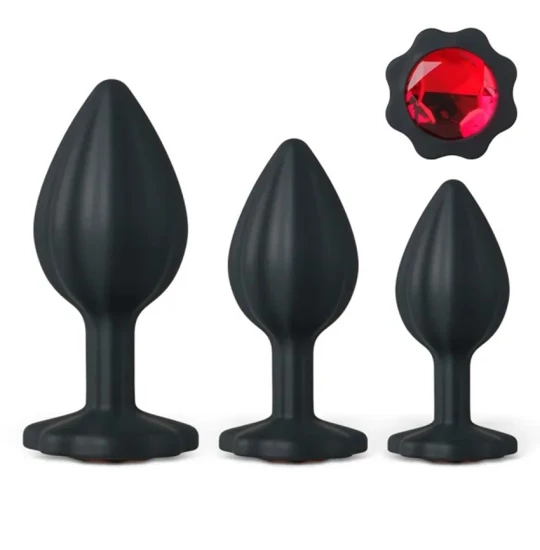 Set dildo Red Diamond Base 3pcs Negru