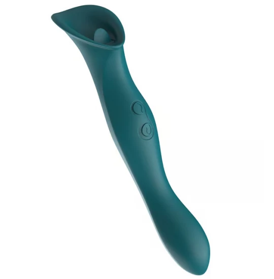Vibrator Dual Stim with Licking Tongue Verde