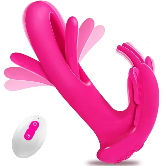 Vibrator Wearable Butterfly Flapping Magenta